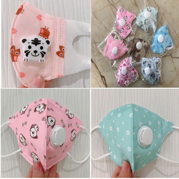 

kids mask mascherine ffpchildren cartoon face masks active carbon filter breather valve pm2.5 anti virus haze dustproof protective mask dhl