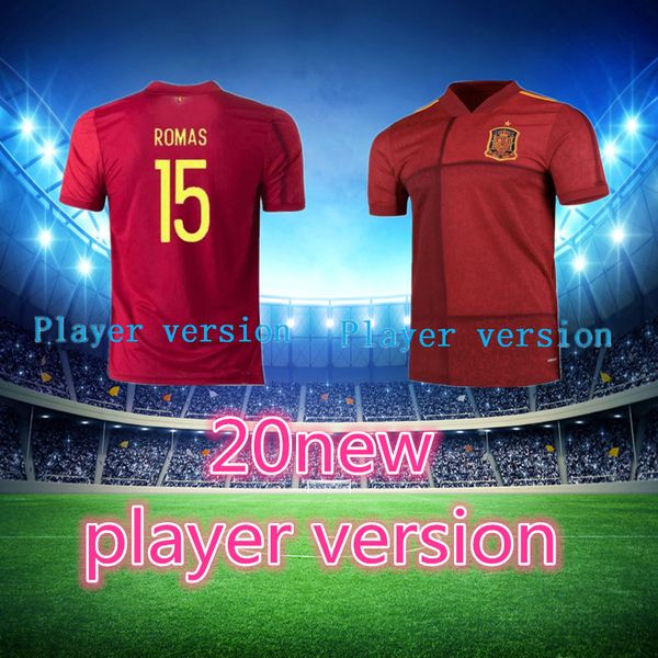 

player version 2020 spain soccer jersey home red 20 21 spain camiseta de fÃºtbol sergio a.iniesta koke asensio silva isco football uniform, Black;yellow