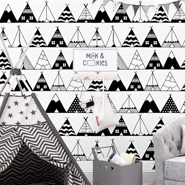 

black and white triangle geometric wallpaper tv background simple wall mural in bedroom living room modern minimalist wallpaper