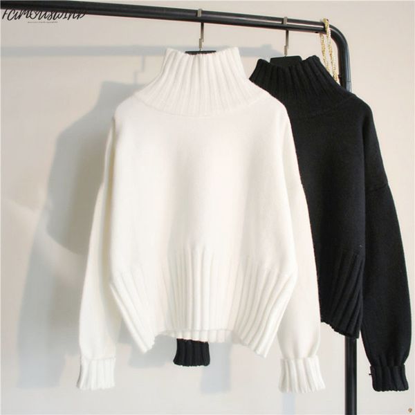 

sweater turtleneck women pullover high elasticity knitted ribbed slim jumper autumn winter basic female truien sweater dames, White;black