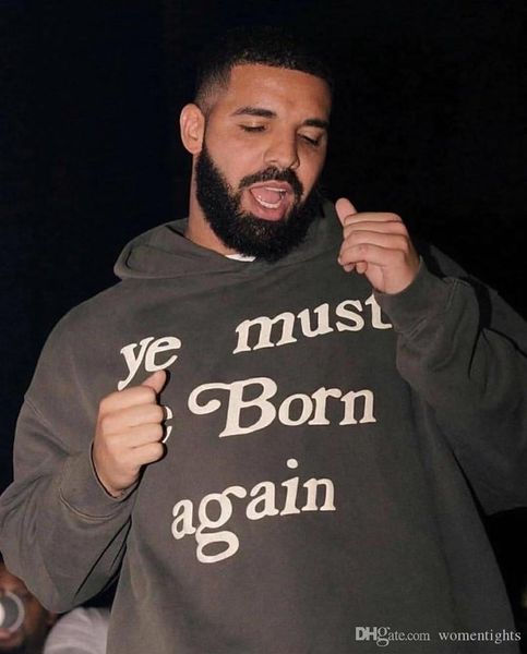 

mens designer hoodies fashion loose ye must be born again print mens hoodies casual males clothing, Black