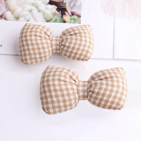 

10pcs/set sweet retro plaid candy color stuffed bowknot handmade diy cloth crafts hair clip clothing shoes barrette accessories, Blue;slivery