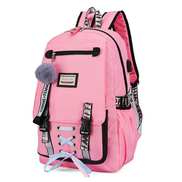 

waterproof lapbackpack women school bags for girl usb charge port travel bagpack /by