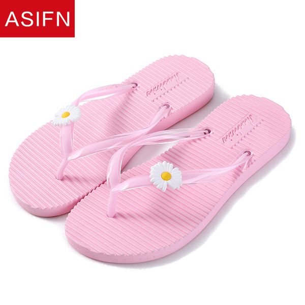 

asifn women beach flip flops small daisy anti-skid slippers ladies wild ins wind women's shoes fashion fairy style sandals, Black