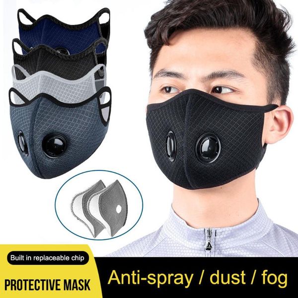 

pm2.5 breathable mouth schwarz radfahren gesichtsmaske mascarillas face mask protection bandana scarf with 2 filters, Black