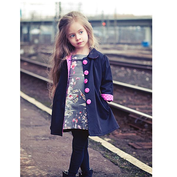 

european autumn kids jackets girls fashion manteau enfant fille cute dot casaco menina spring girls coats and jackets, Blue;gray