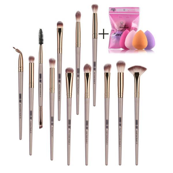 

12pcs eye cosmetic brush with 4pcs drop-shaped powder puff soft makeup brush makeup egg set