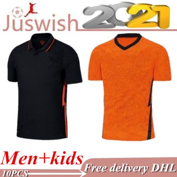 

netherlands soccer jersey euro 2020 2021 de jong holland football shirt 20 de ligt virgil strootman memphis promes men + kids kit uniforms, Black;yellow