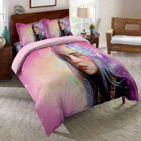 

2/3pcs singer billie eilish bedding set bed linen sheet pillowcase duvet cover sets single twin full size