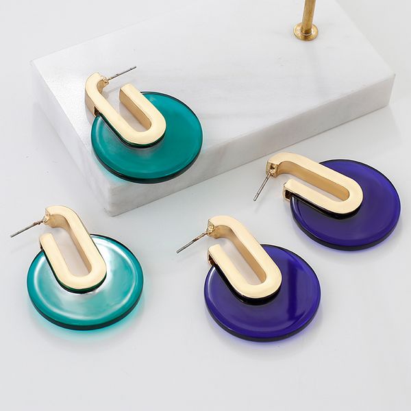 

aensoa 2020 new fashion acrylic round drop earrings for women trendy acetate geometric dangle earrings party jewelry pendientes, Silver