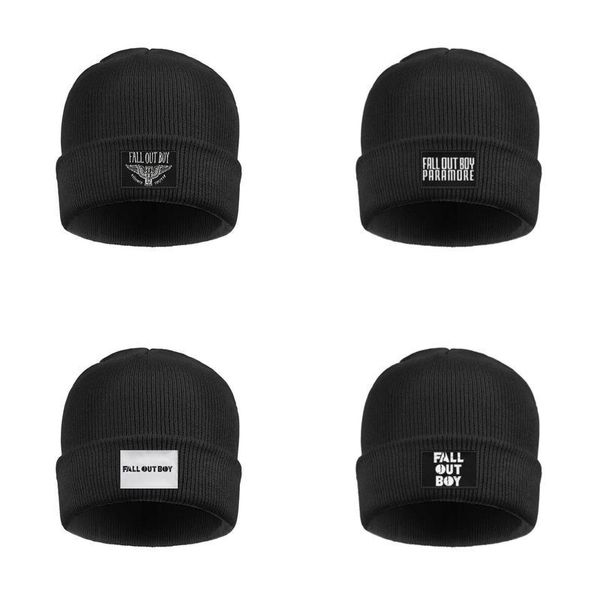 

fashion fall out boy retro crack fob slouchy beanie hats fits under helmets paramore rock band poisoned youth monumentour nothing but do, Blue;gray