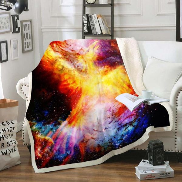 

птица феникс sherpa fleece blanket красочный galaxy fur throw одеяло flying bird bed thin одеяло животных текстуры подростки