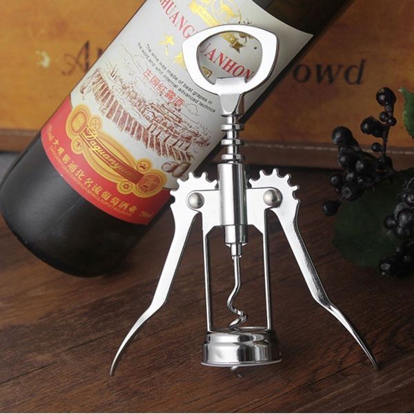 

stainless steel wine bottle opener handle pressure corkscrew red wine opener kitchen accessory bar tool wing corkscrew opener