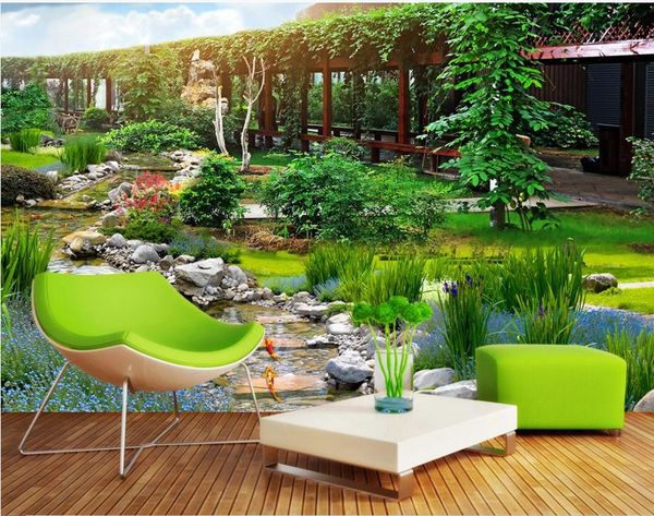 

garden park 3d landscape background wall painting beautiful scenery wallpapers
