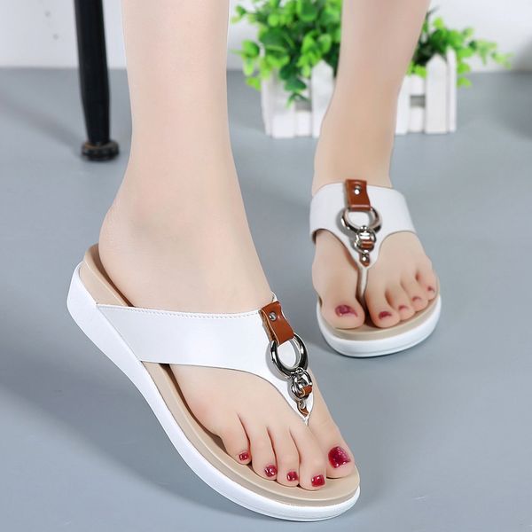 

women summer slippers platform sandals women flip flops sandalias comfortable beach shoes casual clip toe beach female girls pu, Black