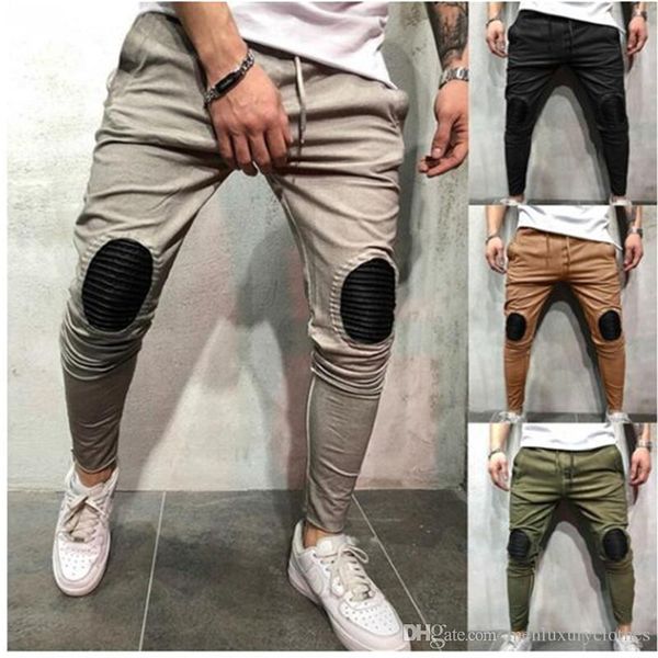 

mens hiphop ripped casual pencil pants male pantalones hommes clothing fashion joggers, Black
