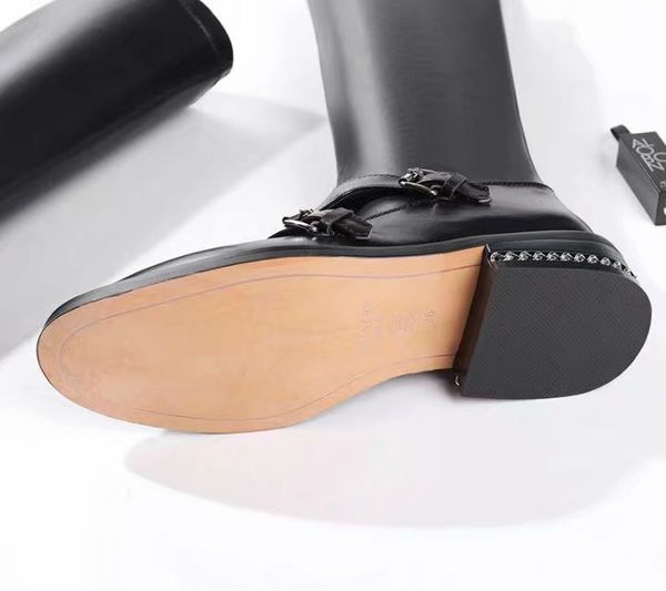 

fashion high heel leather international brand women s boots black cow leather knee high boots martin boots (original box