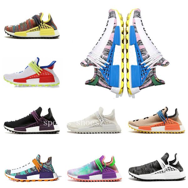 

pharrell williams hu trail human race yellow black white red gery blue green men womens running shoes sports shoe sneaker size 5-11