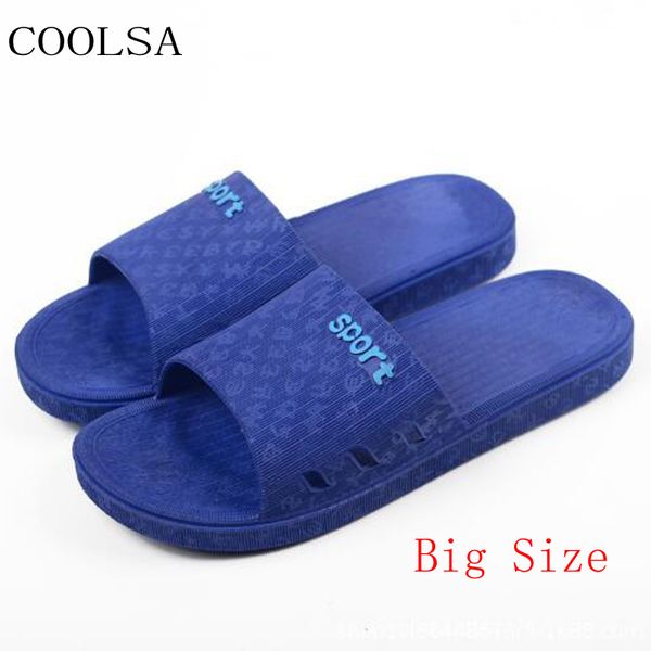 

new men's extra big size slippers indoor non-slip bathroom l home slippers outdoor beach flip flops men slides large shoes, Blue;gray