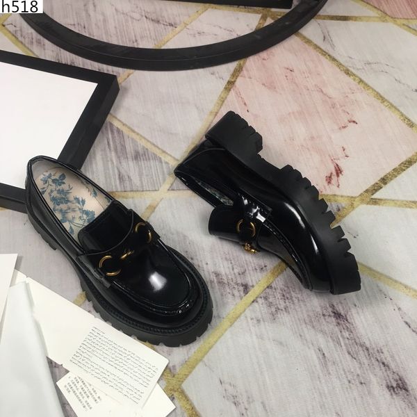 

designer women platform thick lug sole housebit loafers womens shiny leather velvet casual shoes with embroidered bee on the back3, Black