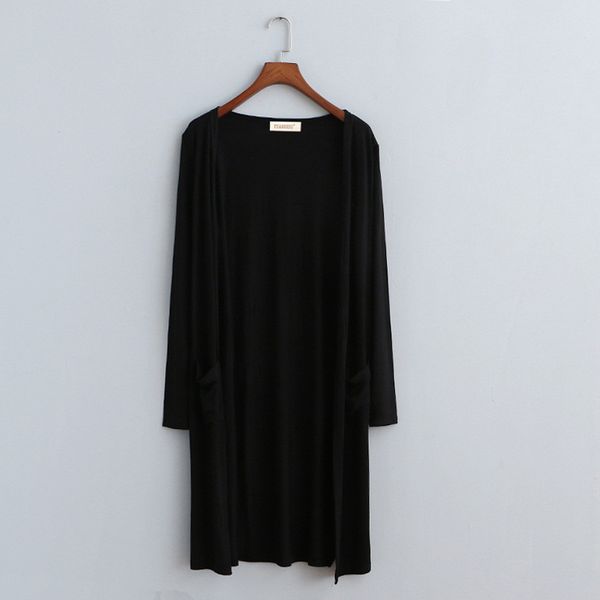 

Modal Cardigan Spring Womens Capes With Pocket Loose Solid Womens Sunscreen Shirt Coat New Arrival