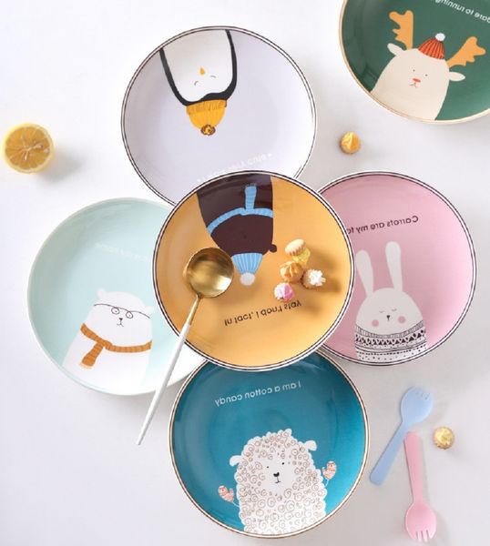 

new product nordic cartoon ceramic tableware plate children's steak plate breakfast plate dessert cute western dish