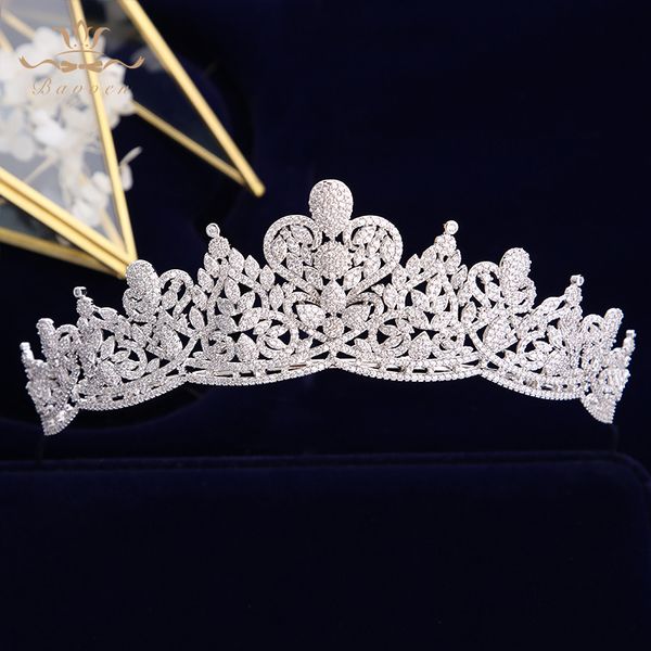 

new european sparkling full zircon bridal tiaras crowns plated crystal wedding hairbands for brides bridesmaid jewelry t190629, Golden;white