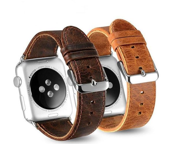 Uhrenarmbänder Echtleder-Uhrenarmband für Apple Watch Band 42 mm 38 mm Serie 5-1 für Iwatch 4 44 mm 40 mm Uhrenarmband