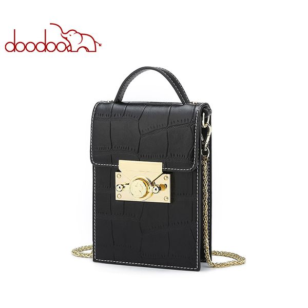 

doodoo brand women shoulder crossbody bags ladies crocodile texture pattern phone bag 2018 chain female messenger bags 2 colors cj191213