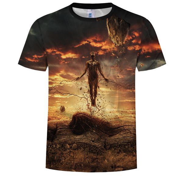 

creative 3d digital printing t-shirt summer short sleeve fashion cool breathable short sleeve t-shirt men's wear, White;black