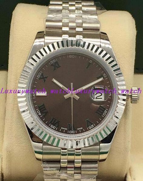 

3 Стиль Мужчины Часы New Roman 126334 циферблата Рифленый ободок 41мм автоматические меха