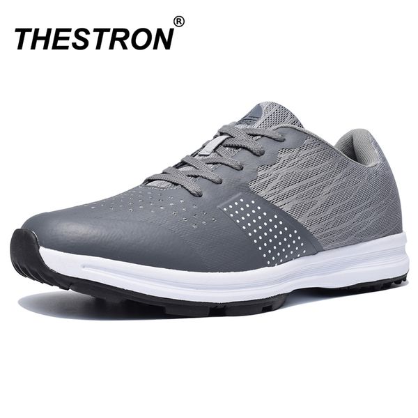 

thestron men golf shoes comfortable breathable men's waterproof golf training sneakers black gray anti slip outdoor sport shoes