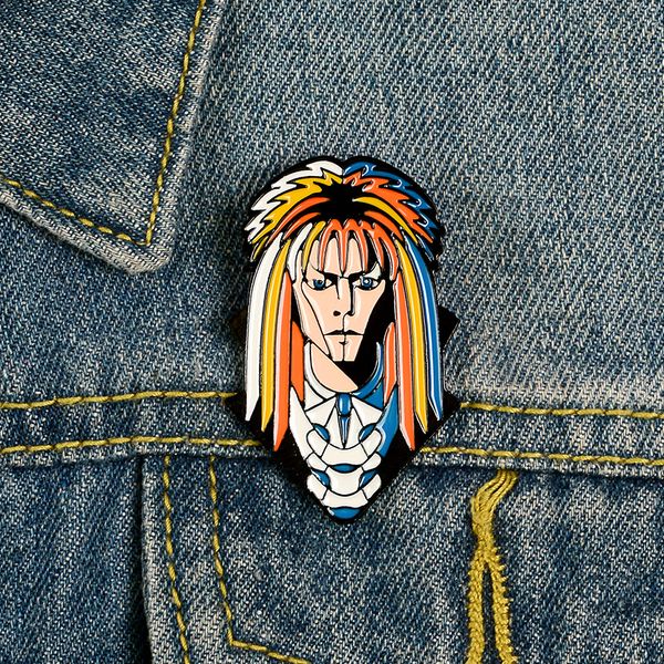 

man with colorful hair brooch pins denim clothes bag buckle button badge cold jewelry gift for friends kids, Gray