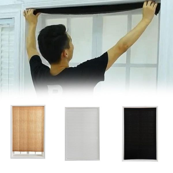 

2019 new balcony non-woven shade pleated blinds home kitchen bathroom pleated curtains with two clips