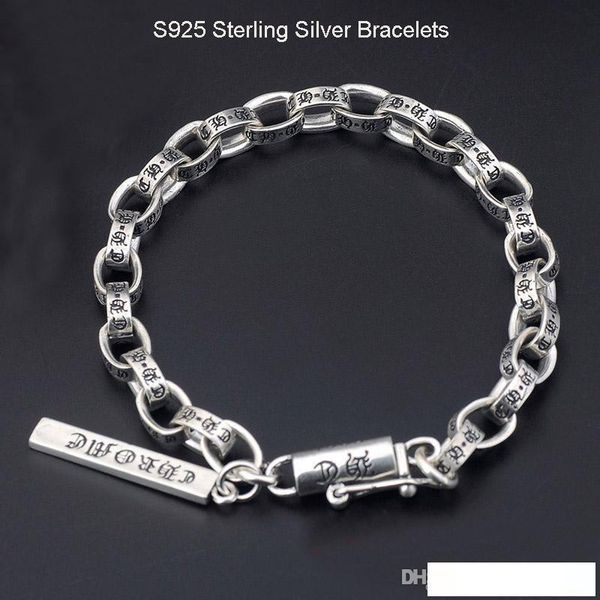 

6.3mm pure s925 sterling silver vintage lock clasp men women couples bracelet for fine jewelry 925 solid thai silver o chain lovers bangle, Golden;silver
