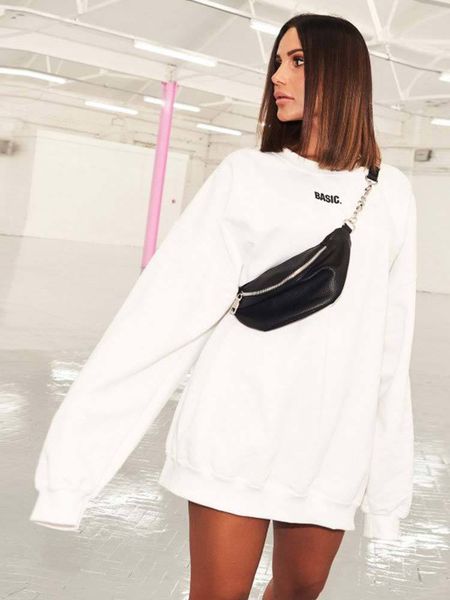 

2019 autumn loose long sweatshirt women fashion casual long sleeve letter print o-neck sweatshirt women female pullover new, Black