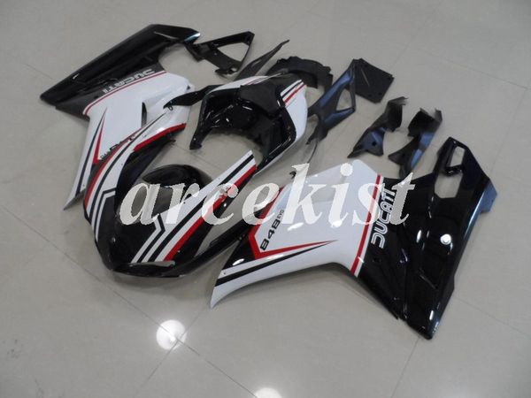 

new abs injection full fairings kit fit for ducati 848 evo 1098 1198 1198s 2007 2008 2009 2010 2011 2012 body set custom black white flash