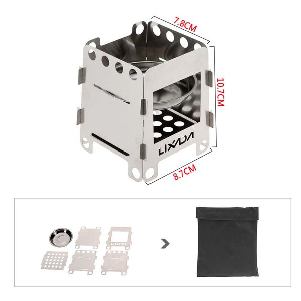 

lixada titanium camping stove stainless steel folding wood stove alcohol stove portable outdoor picnic cook burners with bag