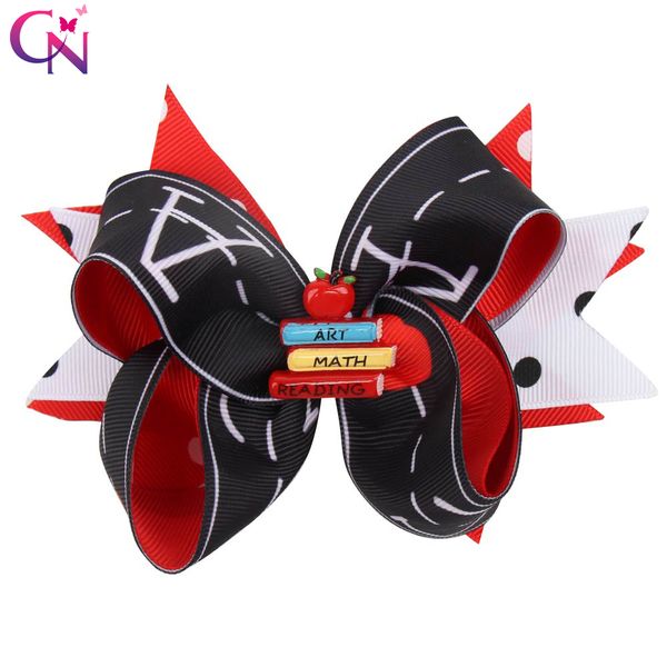 5 Layered Hair Bows For Girls Back To School Hair Clips Cute Letter Black Red Ribbons Bowknot Hairgrips Kids Hair Accessories Hair Accessories For