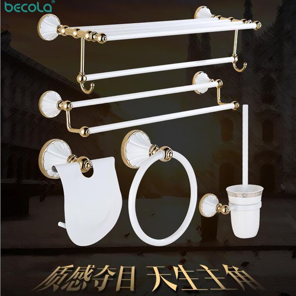 

becola bathroom hardware set white bathroom pendant polished toothbrush gold towel bar paper holder cloth hook