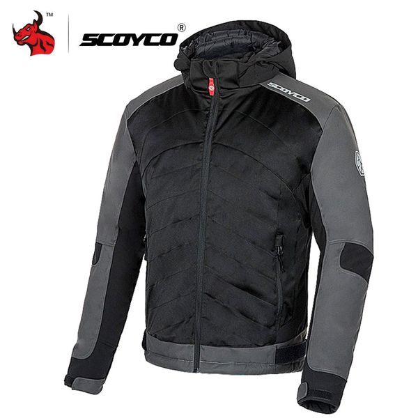 

scoyco motorcycle jacket protective gear winter hooded moto jacket men motocross reflective moto clothing black