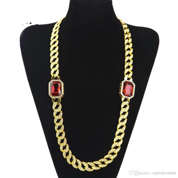 

men's hip hop with 2 ruby diamond alloy necklace hot