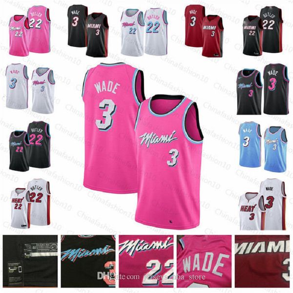 

mens дешевых мужчины dwayne wade 3 джерси джимми 22 butler джерси тайлер 14 херро баскетбольного майами нба нагреть 2020 шорты, Black;red