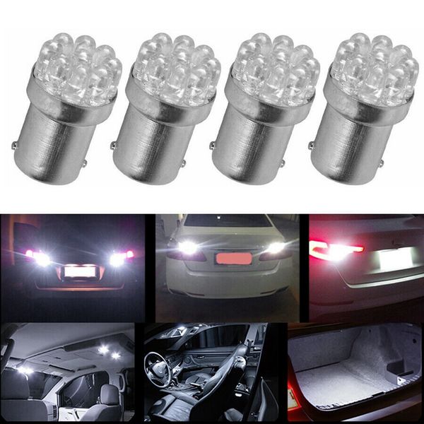 

4x white 1156 ba15s 9smd led backup reverse turn signal light bulbs 1141 1073