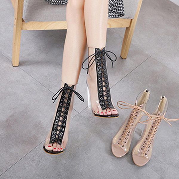 

shoes women sandals high heels roman buckle strap shoes women sandals high heels woman ankle boots chaussures femme, Black