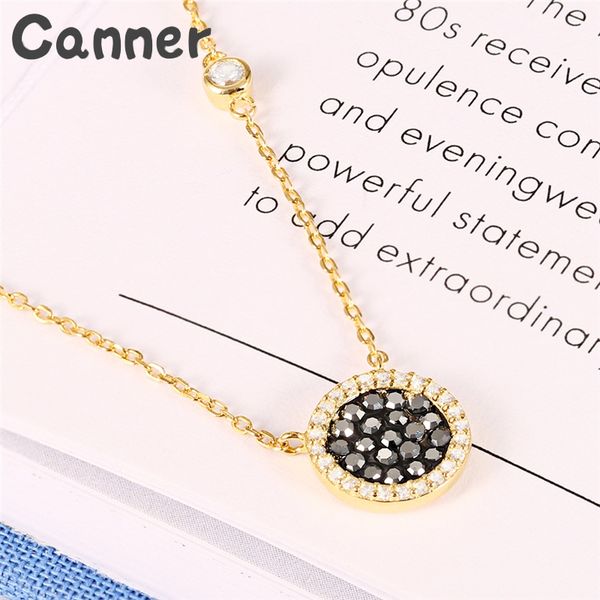

canner geometric zircon choker necklaces 925 sterling silver black rhinestone necklace for women collar mujer jewelry gifts a20