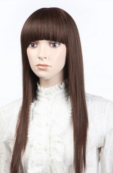 Wig Az90 Long Natural Brown Straight Hair Middle Lace Wigs