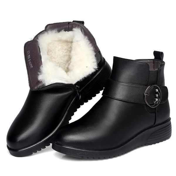 

zxryxgs brand shoes flat wedges warm wool snow boots women boots new metal rhinestone winter real leather shoes ankle 04
