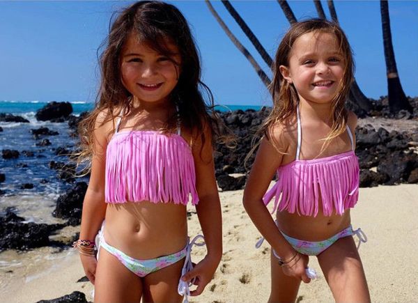 

children child baby girls kids bandage tankini tassel bikini 2018 swimwear swim bathing suit swimming set swimsuit