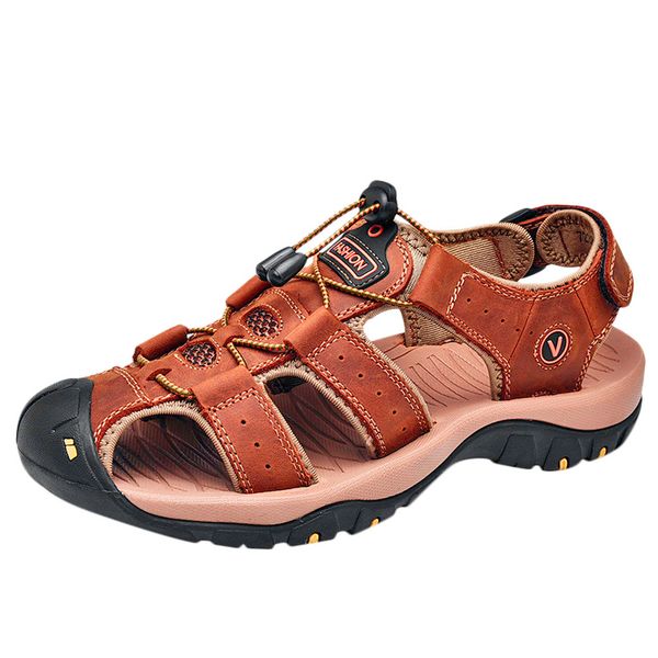 

outdoor mens low heel height leather flats casual solid beach athletic shoes breathable round toe sport sandals apr 25, Black